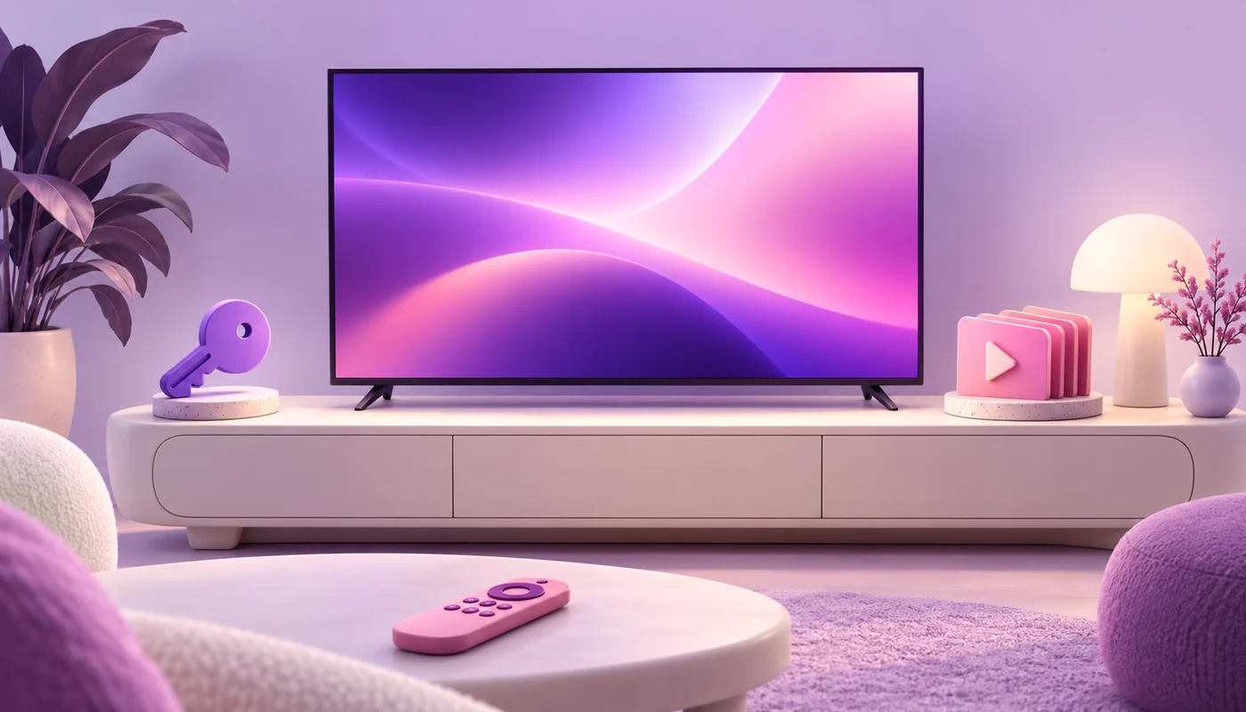 Illustratie van een televisie met afstandsbediening en aparte symbolen voor appactivatie en tv-inhoud.