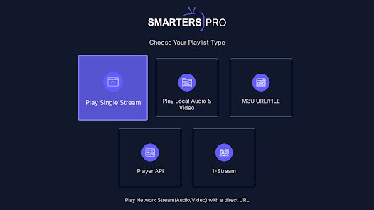 Smarters Pro op Android TV: keuze voor playlist en M3U